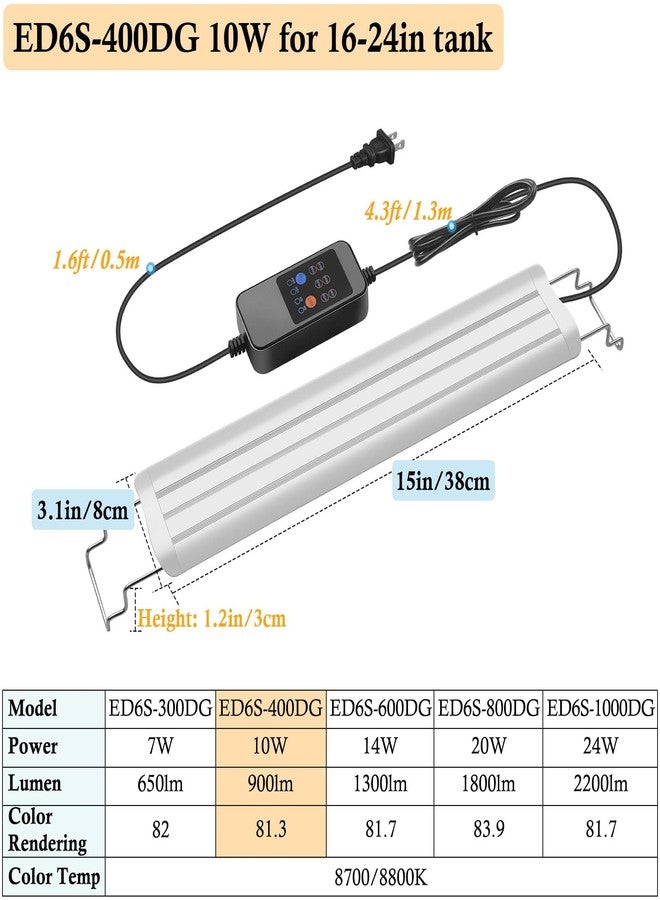 HITOP 16-24in Plant Growth Aquarium LED Light with Timer, Full Spectrum Auto 24/7 Lighting Cycle& 10-Level Brightness Adjustment, Fish Tank Light with Extendable Brackets - Image 2